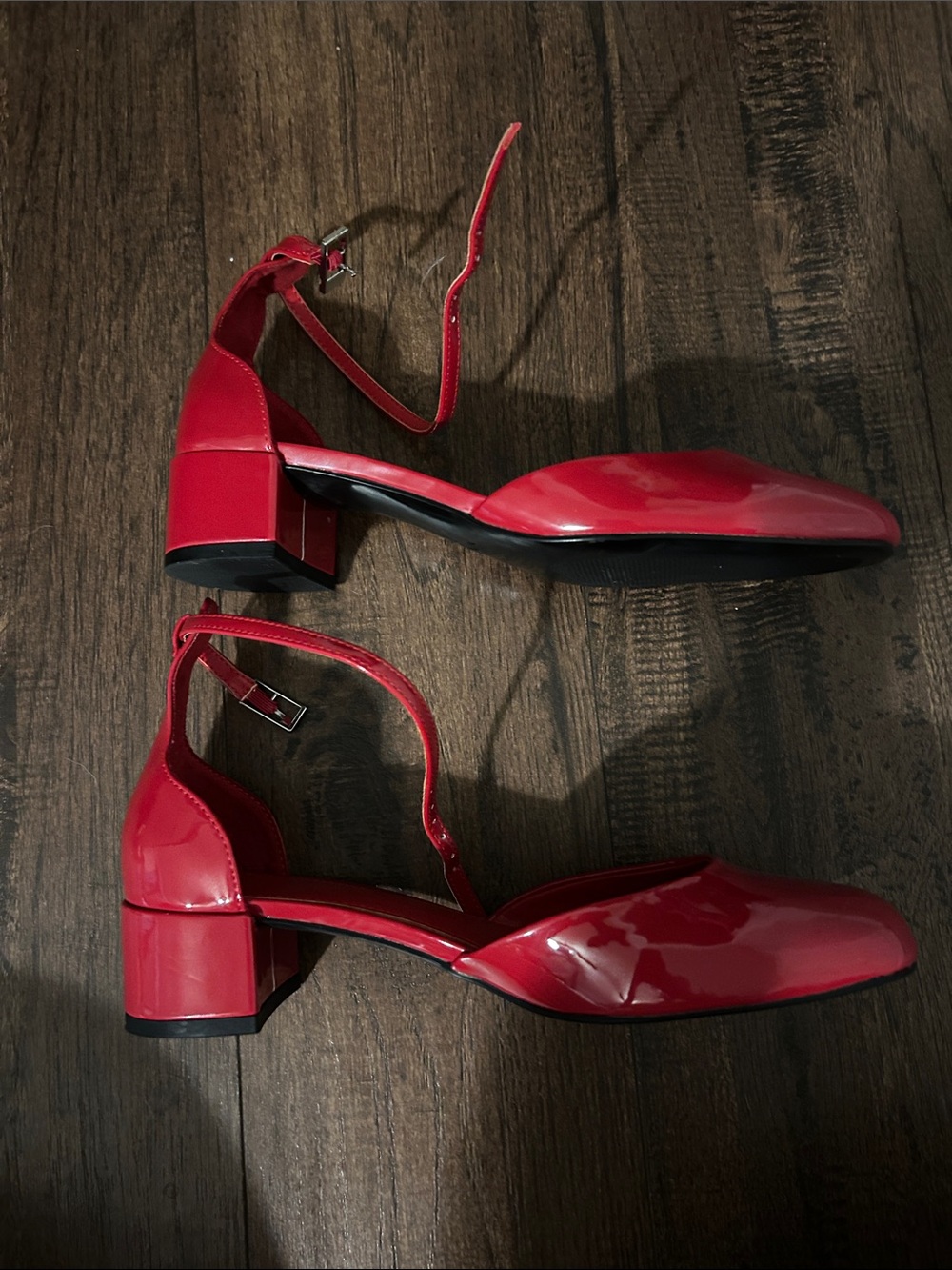 MMG Red Patent Ankle-Strap Women’s Pumps Sz 37 - Picture 4 of 7